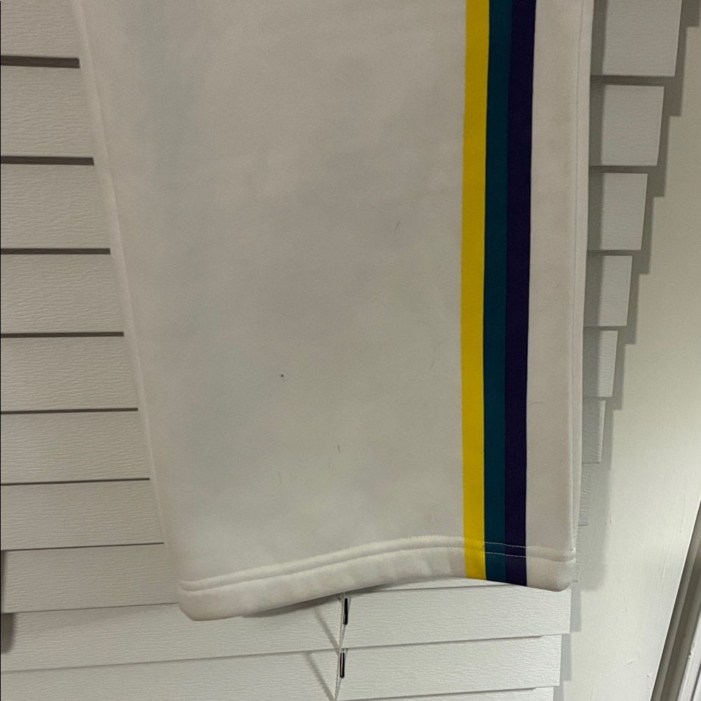 LA White Track Pants with Blue and Yellow Stripe - Picture 7 of 14
